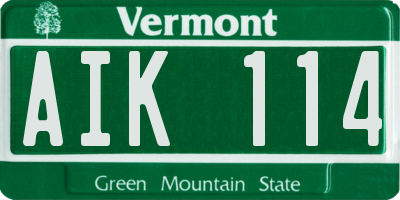 VT license plate AIK114