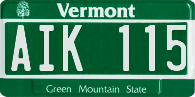 VT license plate AIK115