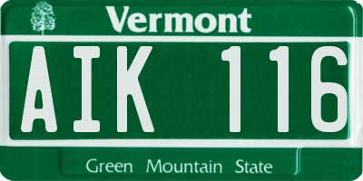 VT license plate AIK116