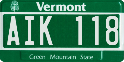 VT license plate AIK118