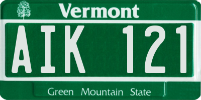 VT license plate AIK121