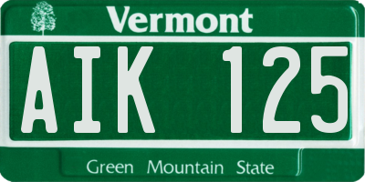 VT license plate AIK125