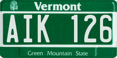 VT license plate AIK126