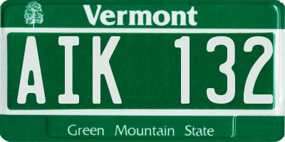 VT license plate AIK132