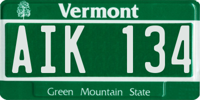 VT license plate AIK134