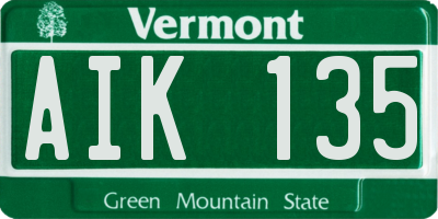 VT license plate AIK135