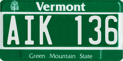 VT license plate AIK136