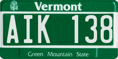 VT license plate AIK138