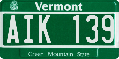 VT license plate AIK139