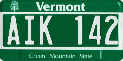 VT license plate AIK142
