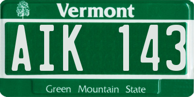 VT license plate AIK143