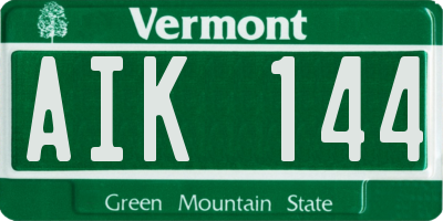 VT license plate AIK144