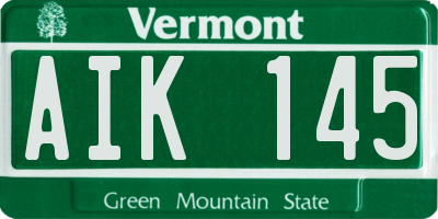 VT license plate AIK145