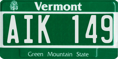 VT license plate AIK149