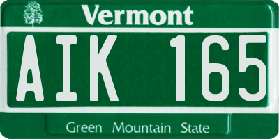 VT license plate AIK165