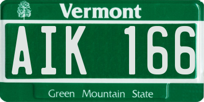 VT license plate AIK166