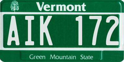 VT license plate AIK172
