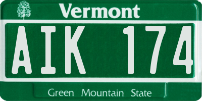 VT license plate AIK174