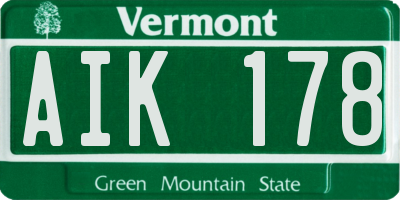 VT license plate AIK178