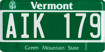 VT license plate AIK179