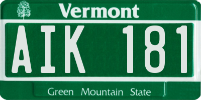 VT license plate AIK181
