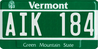 VT license plate AIK184