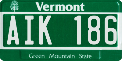 VT license plate AIK186