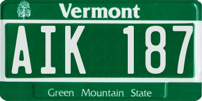VT license plate AIK187
