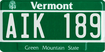 VT license plate AIK189