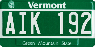VT license plate AIK192