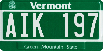 VT license plate AIK197