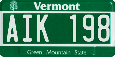VT license plate AIK198
