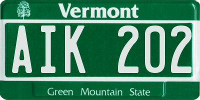 VT license plate AIK202