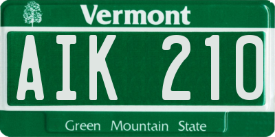 VT license plate AIK210