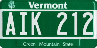 VT license plate AIK212