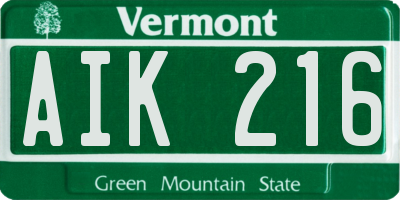 VT license plate AIK216