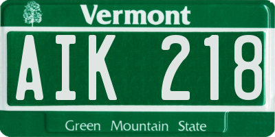 VT license plate AIK218