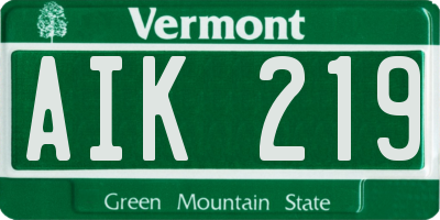 VT license plate AIK219