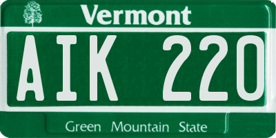 VT license plate AIK220