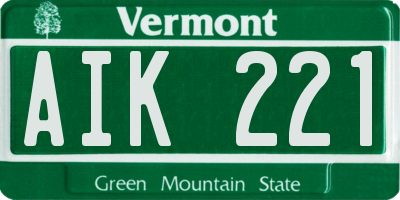 VT license plate AIK221