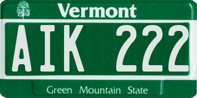 VT license plate AIK222