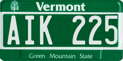 VT license plate AIK225