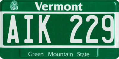 VT license plate AIK229
