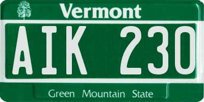 VT license plate AIK230