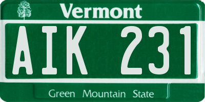 VT license plate AIK231