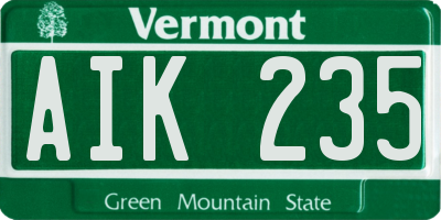 VT license plate AIK235