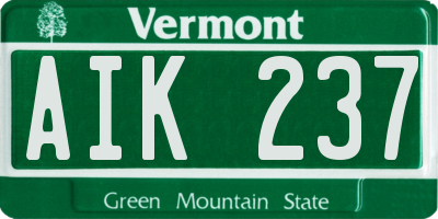 VT license plate AIK237