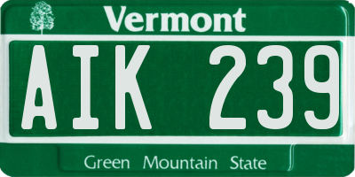 VT license plate AIK239