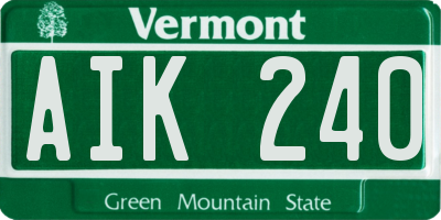 VT license plate AIK240
