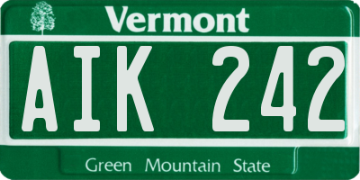 VT license plate AIK242